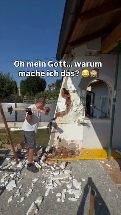 Oh mein Gott… der Abriss… 🙈🧐🤔 … war hart aber danke an das mega Team! #hausbau #buchner